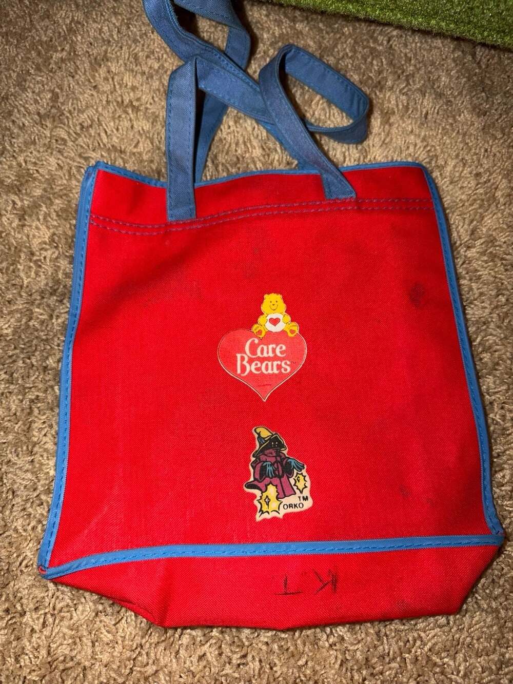Vintage 1980s Care Bears Red and Blue Canvas Tote Bag - Picture 2 of 4